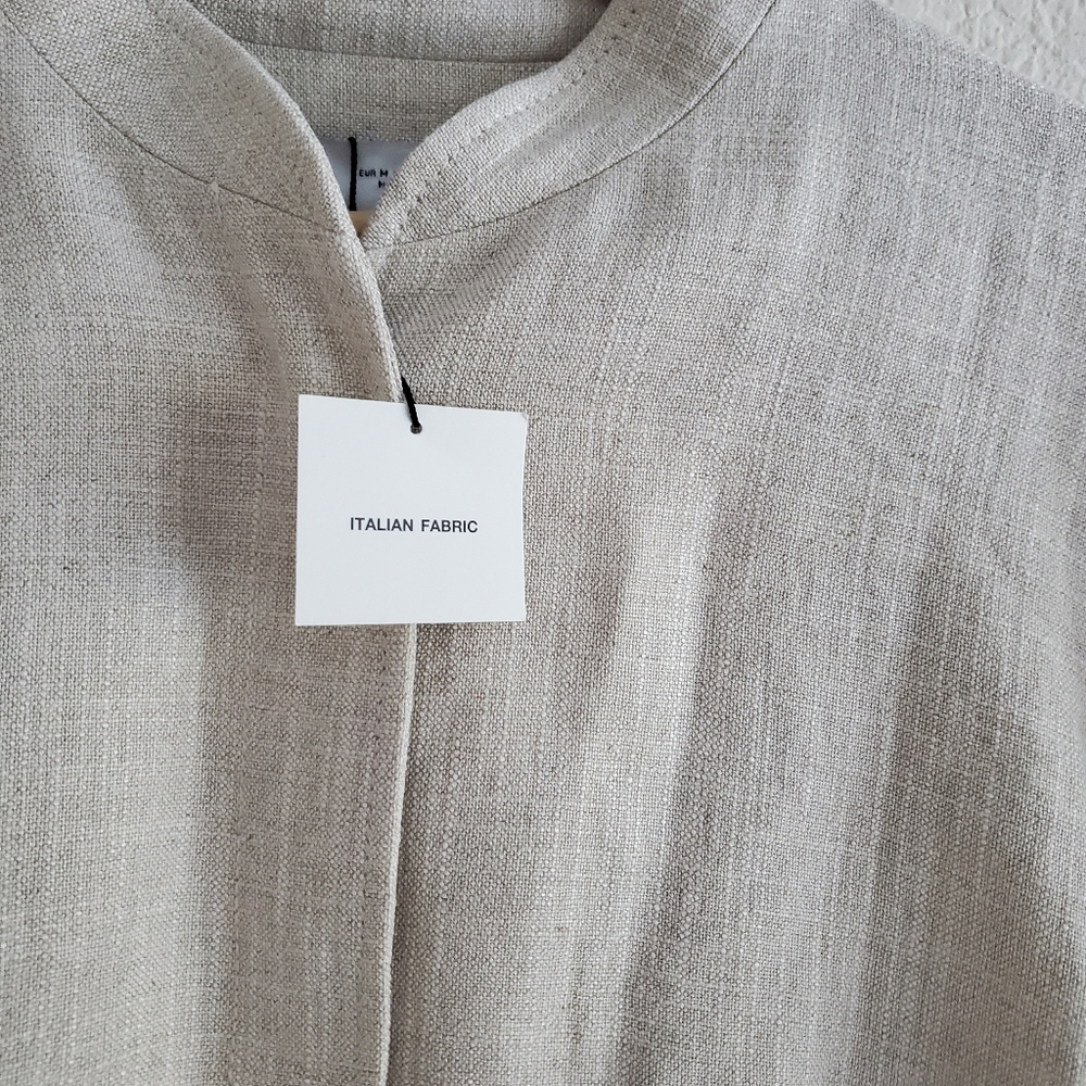 Zara Oversize Linen Blend Bomber Jacket Sand Size M - Picture 14 of 15